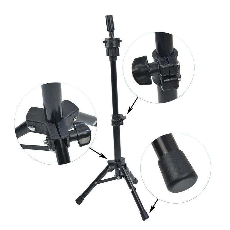 YTBYT Mini Wig Stand Tripod 25 Inch Adjustable Wig Head Stand Mannequin Head Stand for Cosmetology Hairdressing Training - Image 3
